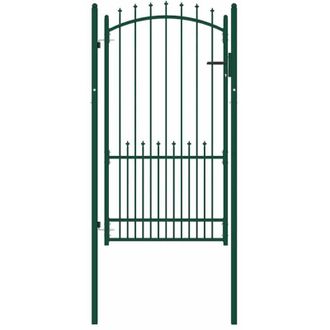 vidaXL Puerta De Valla Con Picos Acero Verde 100x175 Cm Vidaxl