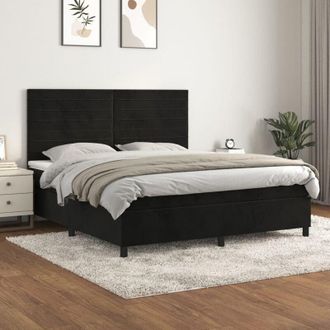 vidaXL Vidaxl - Cama Box Spring Con Colch&oacute;n Terciopelo Negro 160x200 Cm