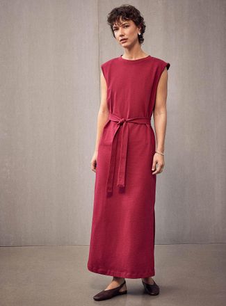 Selected Womens Shoulder-pad jersey maxi dress