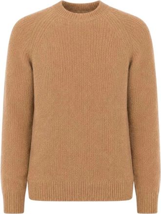 Laneus Boxy Fit Jumper - Heren - Ronde hals truien - Beige - L - Wol - Truien & Vesten