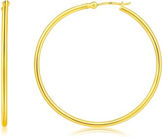 MAX + STONE 14k Yellow or White Gold 2mm Thick Tube Hoop Earrings 12MM to 50MM