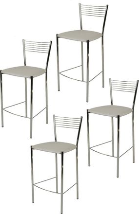 Tommychairs Tommychairs 4 Taburetes Elegance Acero Cromado Asiento Polipiel Gris Claro