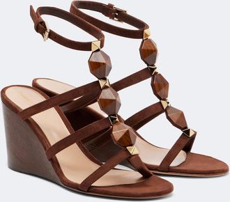 Gianvito Rossi Studded suede wedge sandals