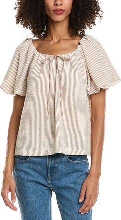Max Studio Bubble Sleeve Tie Front Blouse