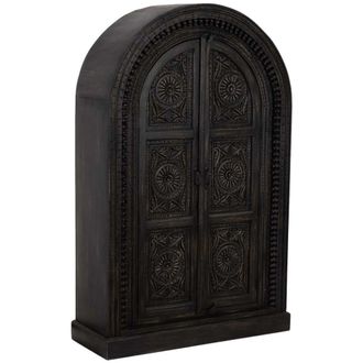 Wanderlust Deco Armario de madera artesanal negro 2 puertas 112x41x181h cm