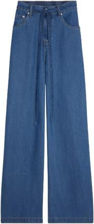 Suncoo Wijde Pijp Blauwe Jeans met Elastische Tailleband - Dames - Loose Fit Jeans - Blauw - M - Jeans