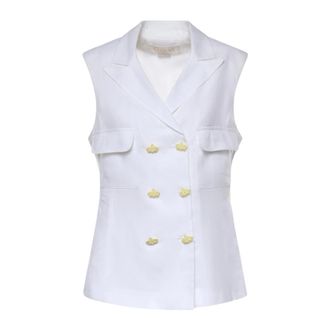 Genny Vests, female, White, Size: S Double-breasted Pocket Vest