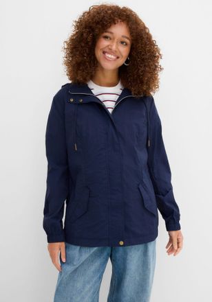 Bonprix Allwetterjacke BONPRIX, Damen, Gr. 38, dunkelblau, Web, Obermaterial: 100% Polyamid, unifarben, bequem Po-bedeckend, elastischer Bund, Jacken Allwette