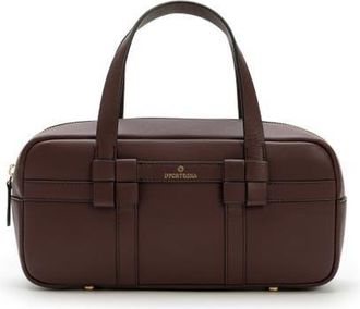 La Portegna Bibi Leather Bag With Shoulder Strap And Iconic Knots in Burgundy at Nordstrom