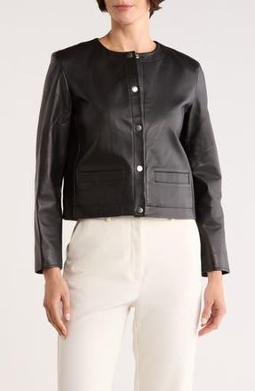 Theory St. Crop Leather Jacket in Black at Nordstrom Rack, Size 2