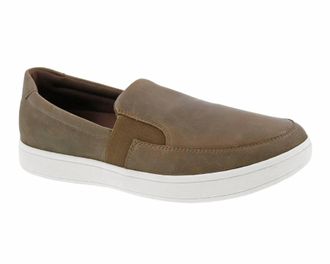 Drew Mens Jump Slip-On Sneakers In Brown Leather
