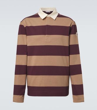 Moncler Striped cotton piqu&eacute; polo shirt