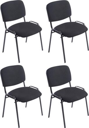 Clp Set De 4 Sillas Apilables Xl Ken Tapizadas En Tela Negro