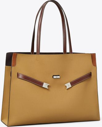 Tory Burch Womens Lee Radziwill Canvas Tote, One Size