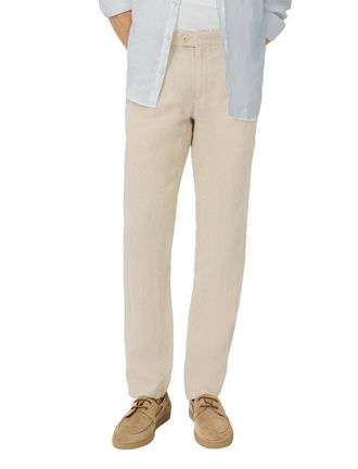 Brax Pantalon Brax Fabio beige linnen wijde fit