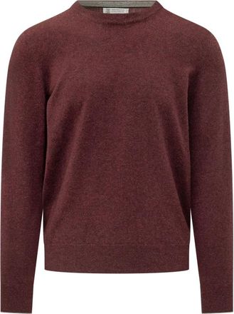 Brunello Cucinelli Cashmere Crew Sweater - Heren - Cashmere truien - Rood - 2XL - Kasjmier - Truien & Vesten