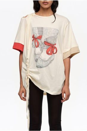Bimba & Lola Ballerinas Logo Ruched T-Shirt in Vanilla at Nordstrom, Size Medium Eu