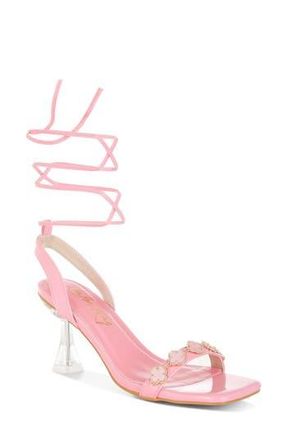 London Rag Ebina Charm Clear Heel Ankle Wrap Sandal in Pink at Nordstrom Rack, Size 7.5