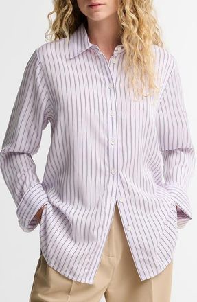 Barbour Evangeline Striped Lyocell Shirt in Frosted Heather Stripe at Nordstrom, Size 10