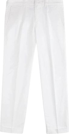 Fay Pantaloni Slim Fit in Gabardine Stretch - Heren - Nette broeken - Wit - W31 - Katoen - Broeken