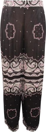 Twinset Broek met elastische tailleband en zijrits - Dames - Wijde Broeken - Zwart - XS - Broeken