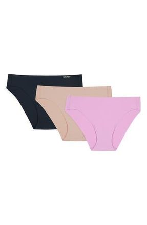 DKNY 3-Pack Laser Cut Bikini in Black/Sand/Orchid at Nordstrom Rack, Size X-Large