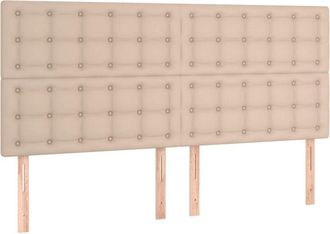 vidaXL Vidaxl - Cabecero Luces Led Cuero Sint&eacute;tico Capuchino 160x5x118/128cm