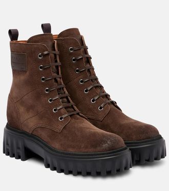 Hogan H700 suede combat boots