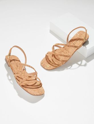 Talbots Liana Strappy Cork Flats - Natural/Gold - 10 1/2 M Talbots