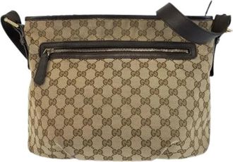 Gucci Pre-owned GG Canvas Leren Messenger Bag - Dames - Vintage Schoudertas - Bruin - ONE Size - Leer - Vintage