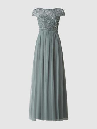 Christian Berg Cocktail Abendkleid aus T&uuml;ll in Bottle, Gr&ouml;&szlig;e 46