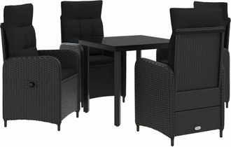 vidaXL Conjunto De Comedor De Jard&iacute;n 5 Uds. Negro Rat&aacute;n Sint&eacute;tico Vidaxl