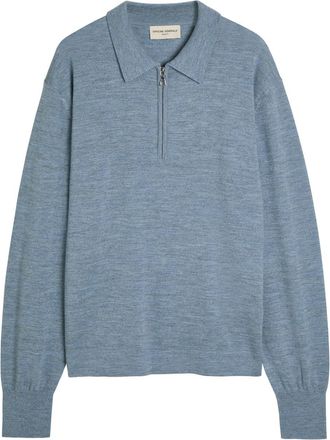 Officine G&eacute;n&eacute;rale Melange Merino Wool Polo Jumper - Blue - XL
