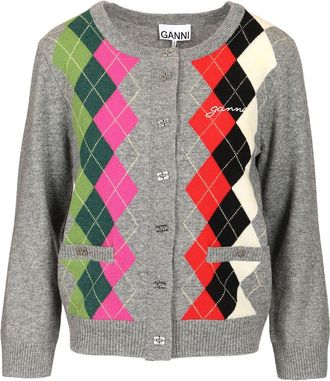 Ganni Checked Cardigan