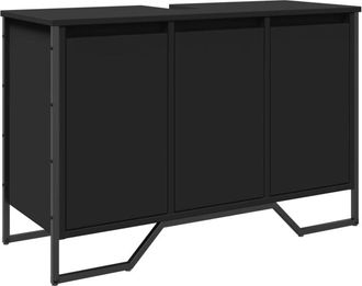 vidaXL Armario de lavabo de baño madera ingeniería negro 91x35x60 cm Vidaxl