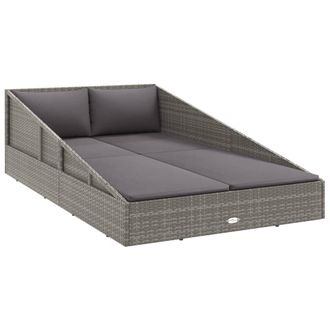 vidaXL Tumbona Cama De Jard&iacute;n Rat&aacute;n Sint&eacute;tico Gris 110x200 Cm Vidaxl