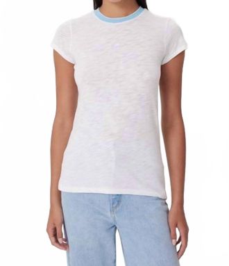 Goldie London Short Sleeve Ringer Tee In White Blue