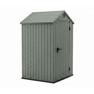 Keter Darwin 4x4 - Caseta De Jard&iacute;n 125,8x205x117 Cm Con 1 Puerta Para Almacenamiento De Herramientas Acabado Efecto Madera Evotech+ En Resina Verde