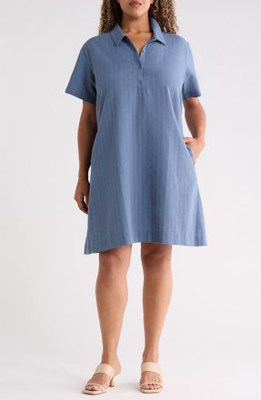 Eileen Fisher Pinstripe Shift Dress in Cold Spray at Nordstrom, Size 1X