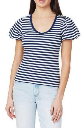 Kensie Bubble Sleeve Rib Top in Navy Strpe at Nordstrom Rack, Size Medium