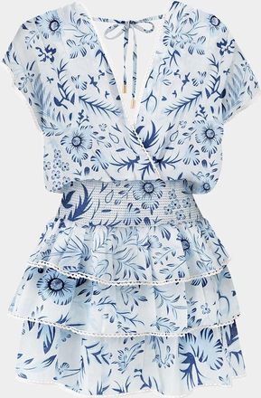 Melissa Odabash Jess Printed Tiered Mini Dress