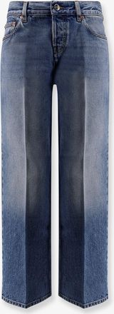 Gucci Jeans in cotone con etichetta in naplak Gucci Rosso Ancora - GUCCI - gender_Woman