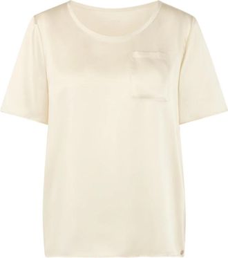 Marc Cain Top met korte mouwen van zijde-jersey - Dames - Blouses - Beige - L - Overhemden