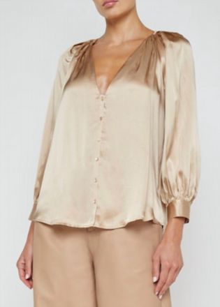 L'agence Kaili V-Neck Blouse In Almond