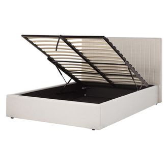Beliani Beliani - Cama Con Almacenaje De Tela Beige 140 X 200 Cm Cabecero Capiton&eacute; Vion