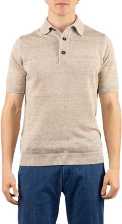 FILIPPO DE LAURENTIIS Linnen en Katoen Polo - Heren - Polos - Beige - XL - Katoen - Tops