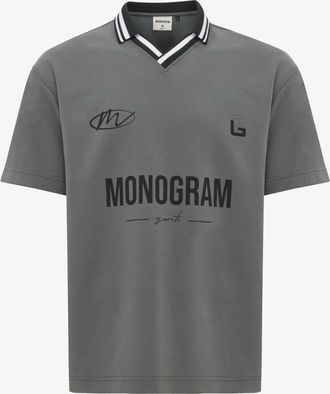 Genti Monogram Print Polo | Donkergrijs