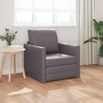 vidaXL Divano Letto a Terra Grigio 74 x 77 x 81 cm Pelle sintetica - Vidaxl