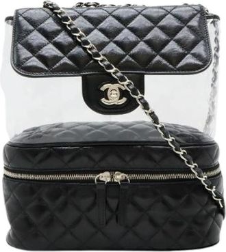 Chanel Pre-owned Leren/Vinyl Matelasse Coco Mark Schoudertas A57826 - Dames - Vintage Schoudertas - Zwart - ONE Size - Leer - Vintage