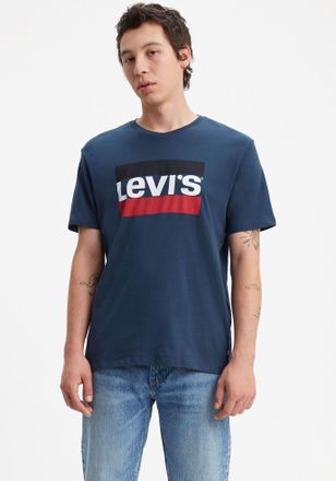 Levi's T-Shirt LEVIS, Herren, Gr. XXL, blau (navy), Jersey, Obermaterial: 100% Baumwolle, unifarben mit Farbeinsatz, normal, Rundhals, Shirts T-Shirt, mit gr